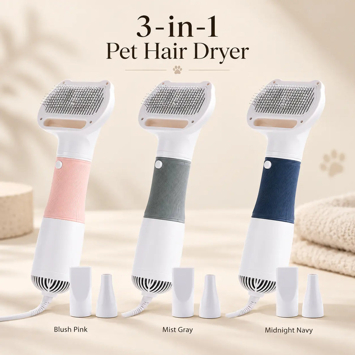 3-in-1 Pet Hair Dryer & Grooming Brush