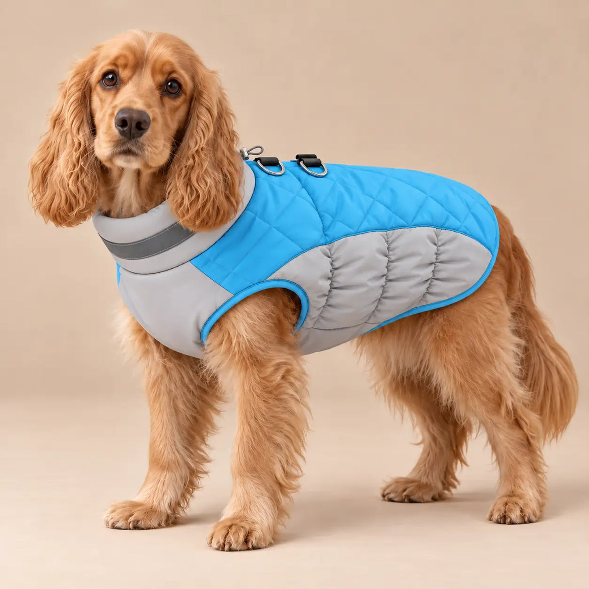 Quilted Dog Coat with Adjustable Collar