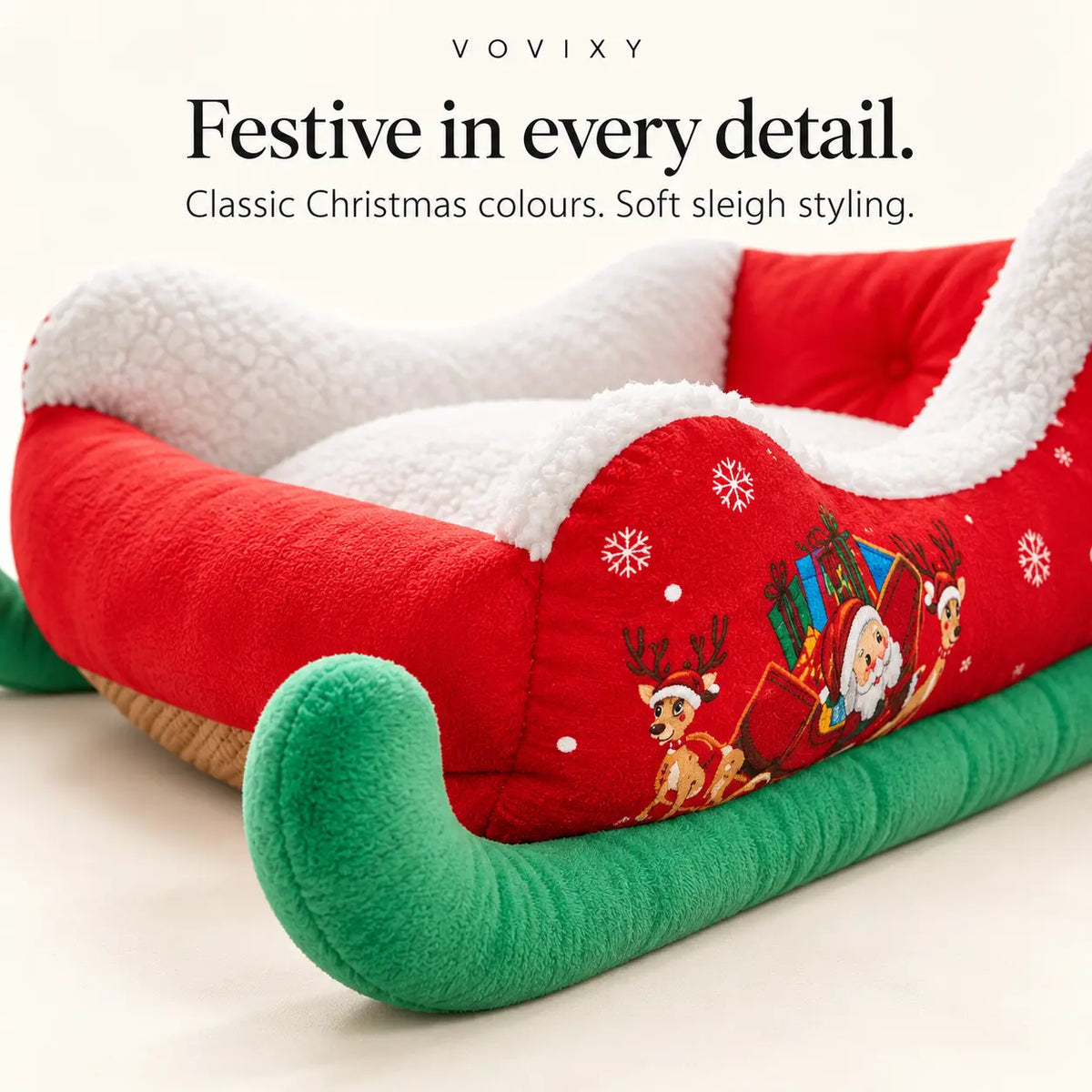 Plush Christmas Sleigh Pet Sofa Bed