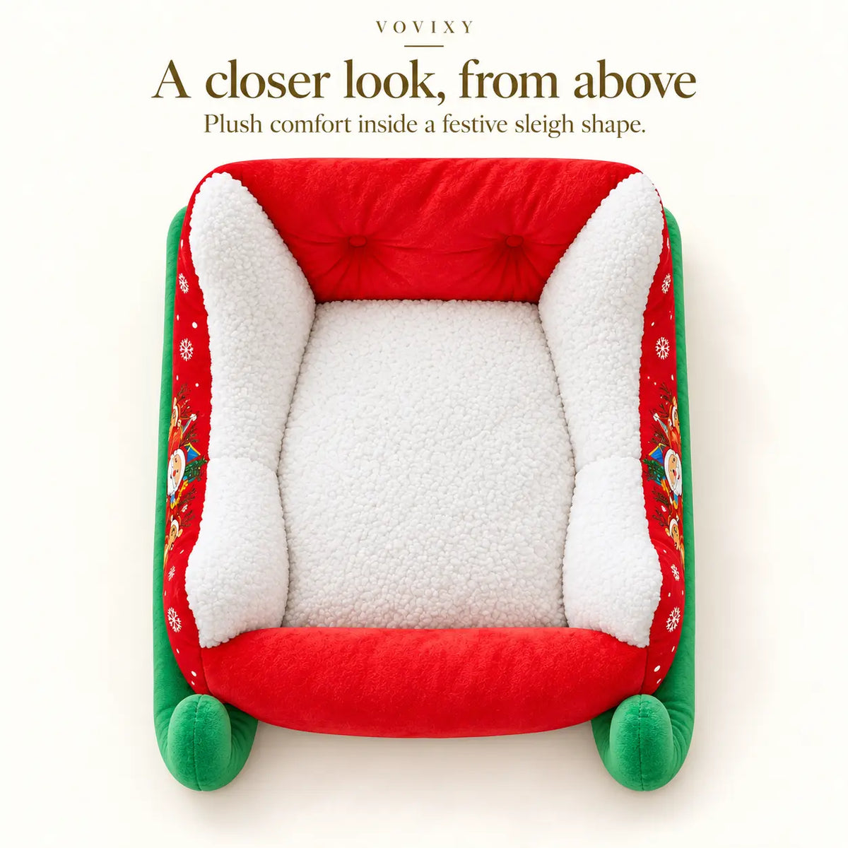 Plush Christmas Sleigh Pet Sofa Bed