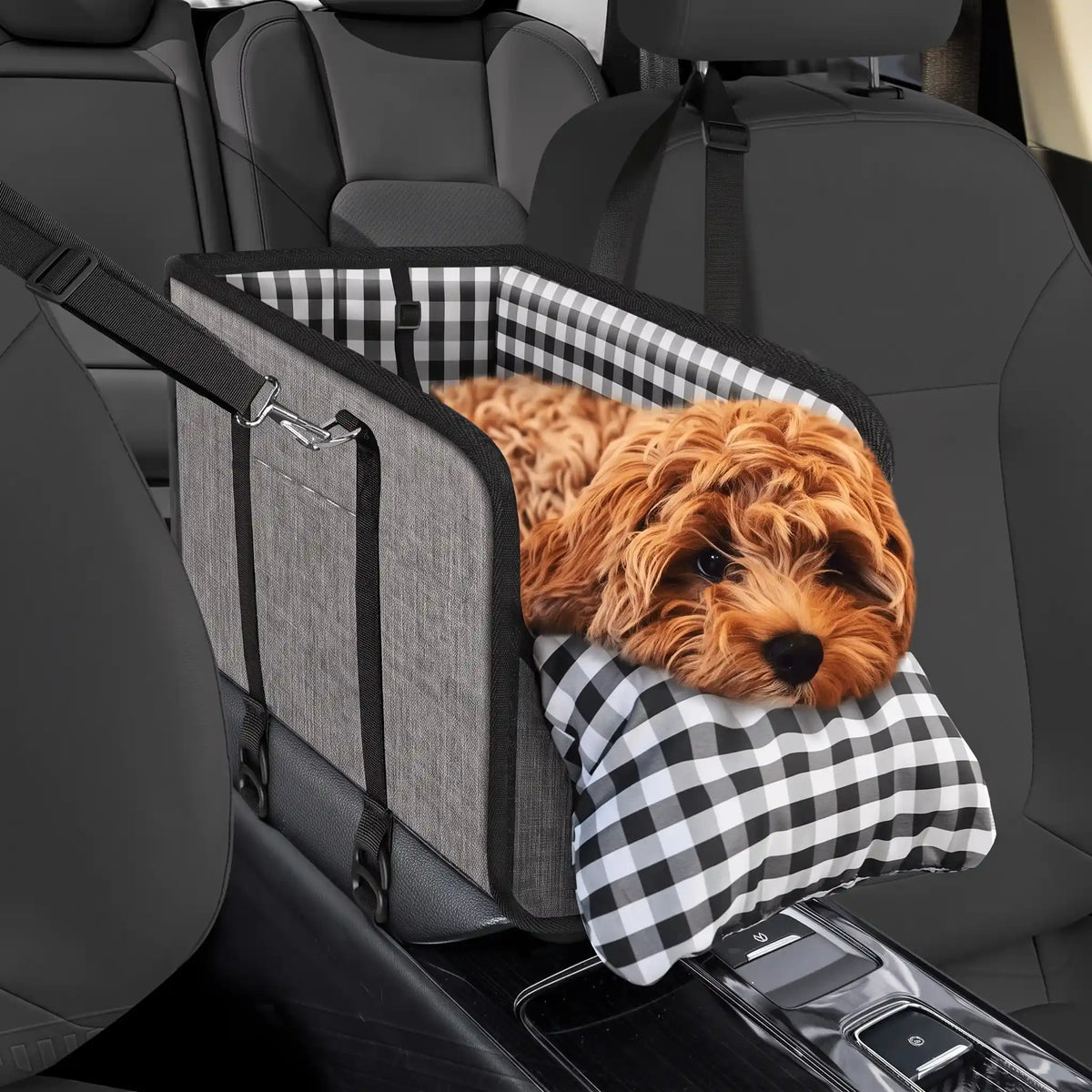 Plaid Pet Car Seat With Cushion
