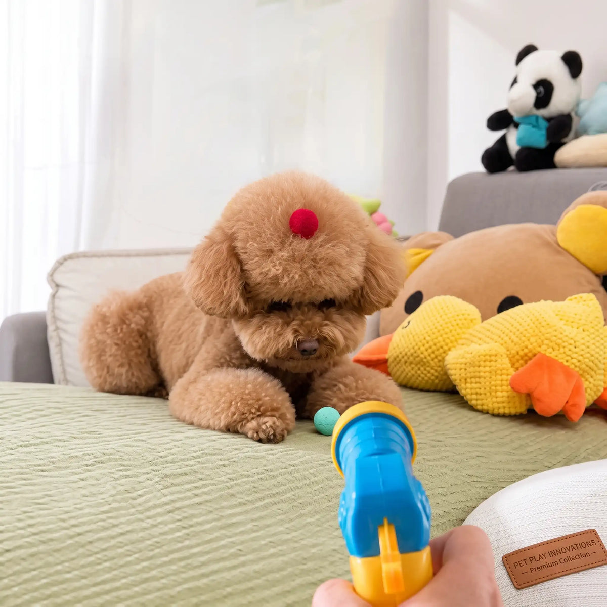 Interactive Plush Ball Launcher Pet Toy