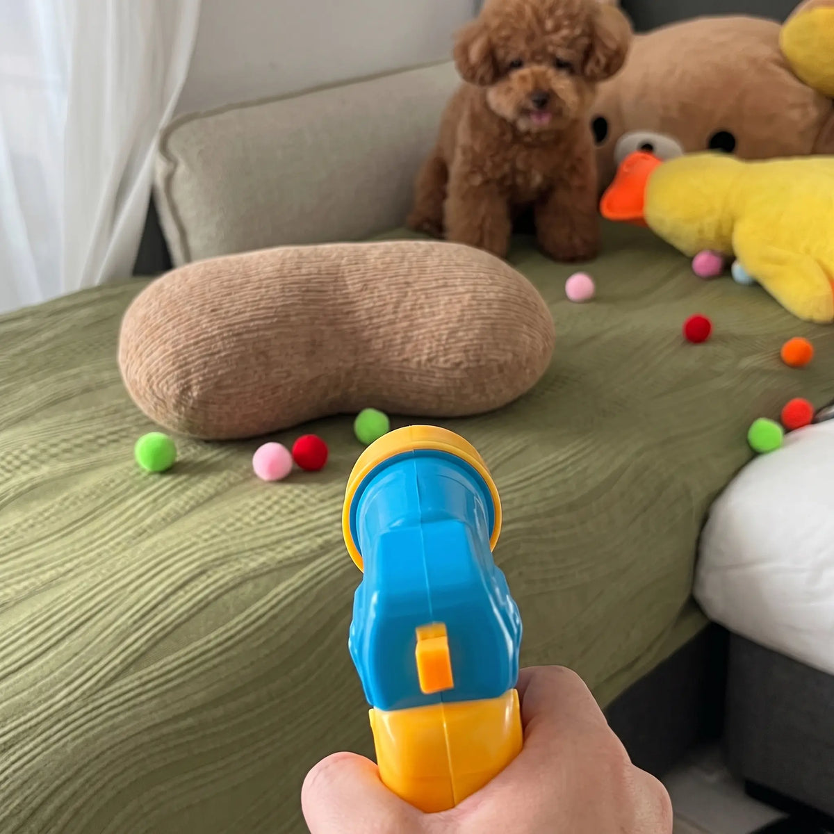 Interactive Plush Ball Launcher Pet Toy