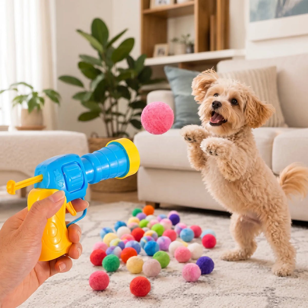 Interactive Plush Ball Launcher Pet Toy