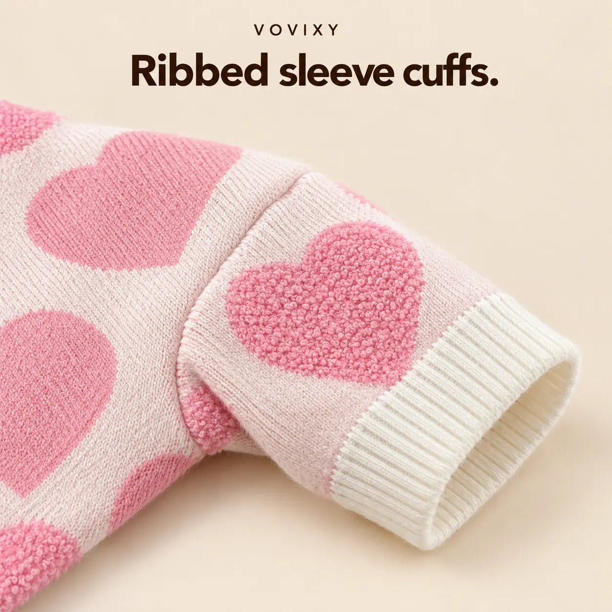 Pink Heart Knit Winter Dog Sweater