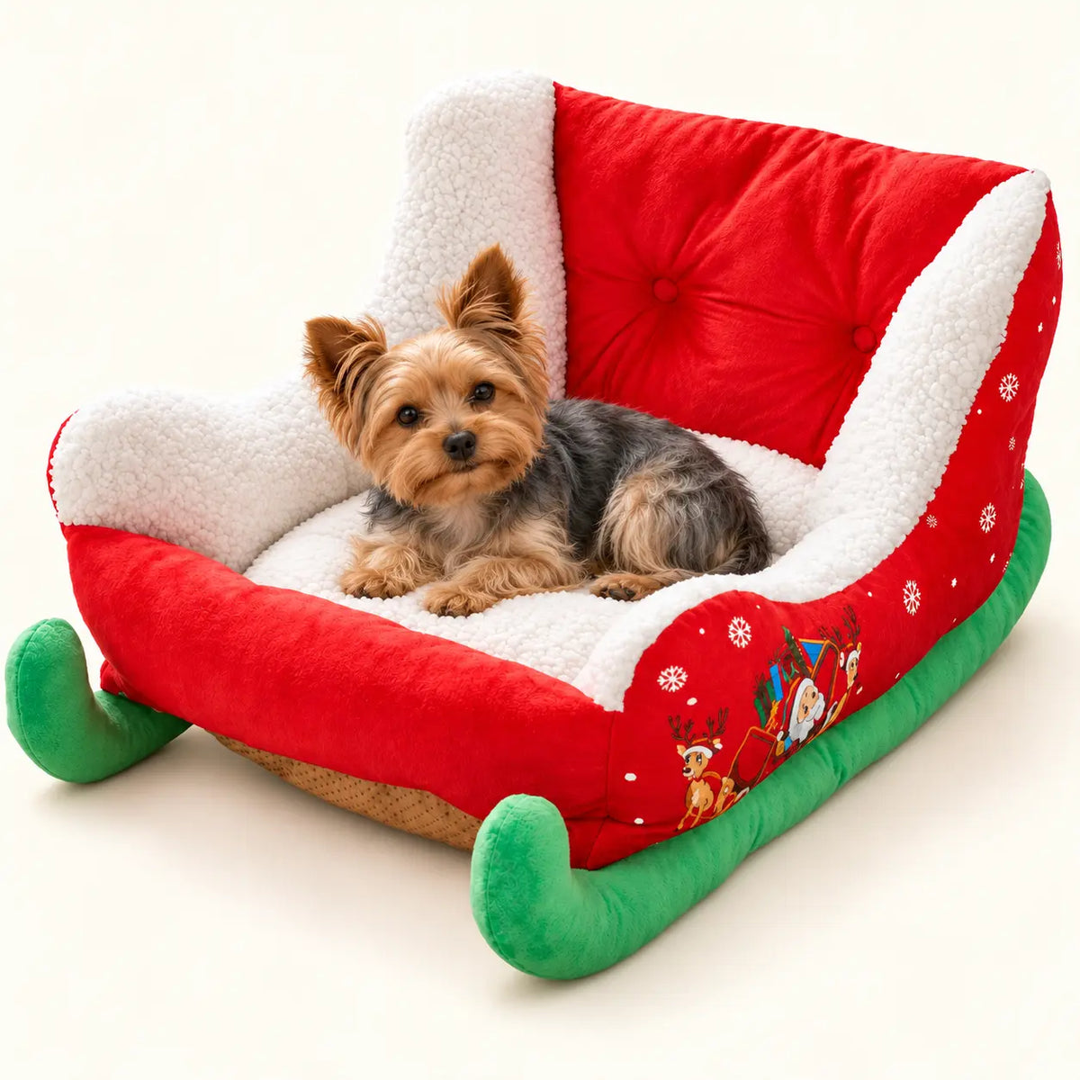 Plush Christmas Sleigh Pet Sofa Bed