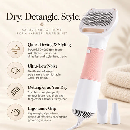3-in-1 Pet Hair Dryer & Grooming Brush