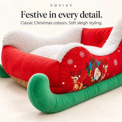 Plush Christmas Sleigh Pet Sofa Bed