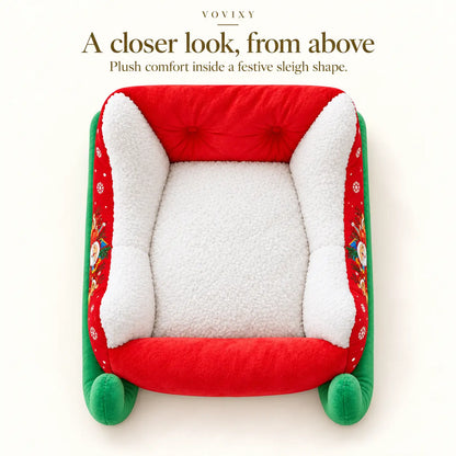 Plush Christmas Sleigh Pet Sofa Bed