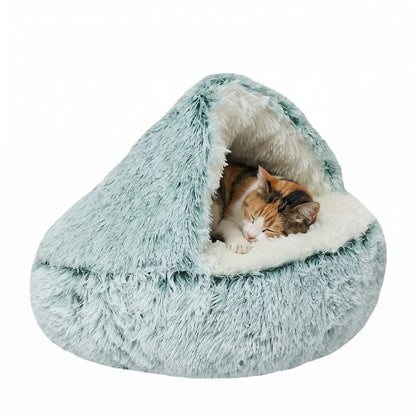 Semi-Enclosed Plush Pet Nest Bed