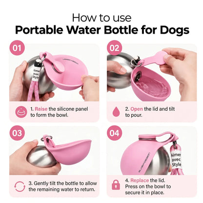 Portable Dog & Cat Water Bottle with Foldable Bowl