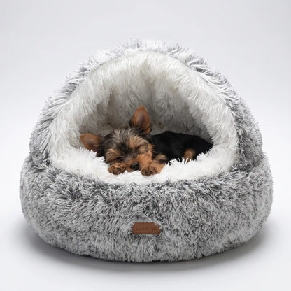 Semi-Enclosed Plush Pet Nest Bed