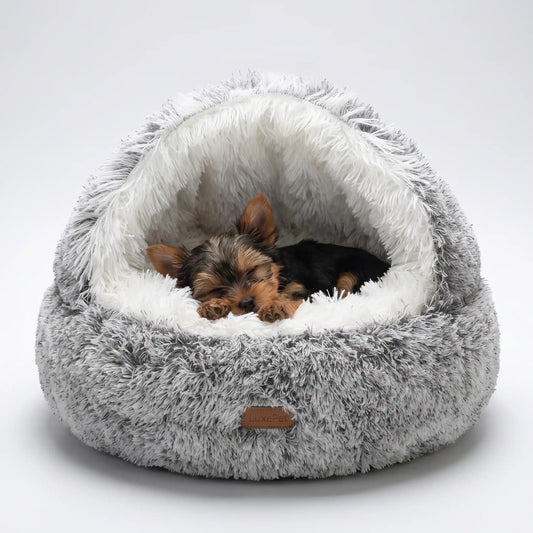 Semi-Enclosed Plush Pet Nest Bed