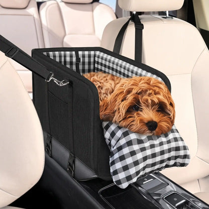 Plaid Pet Car Seat With Cushion