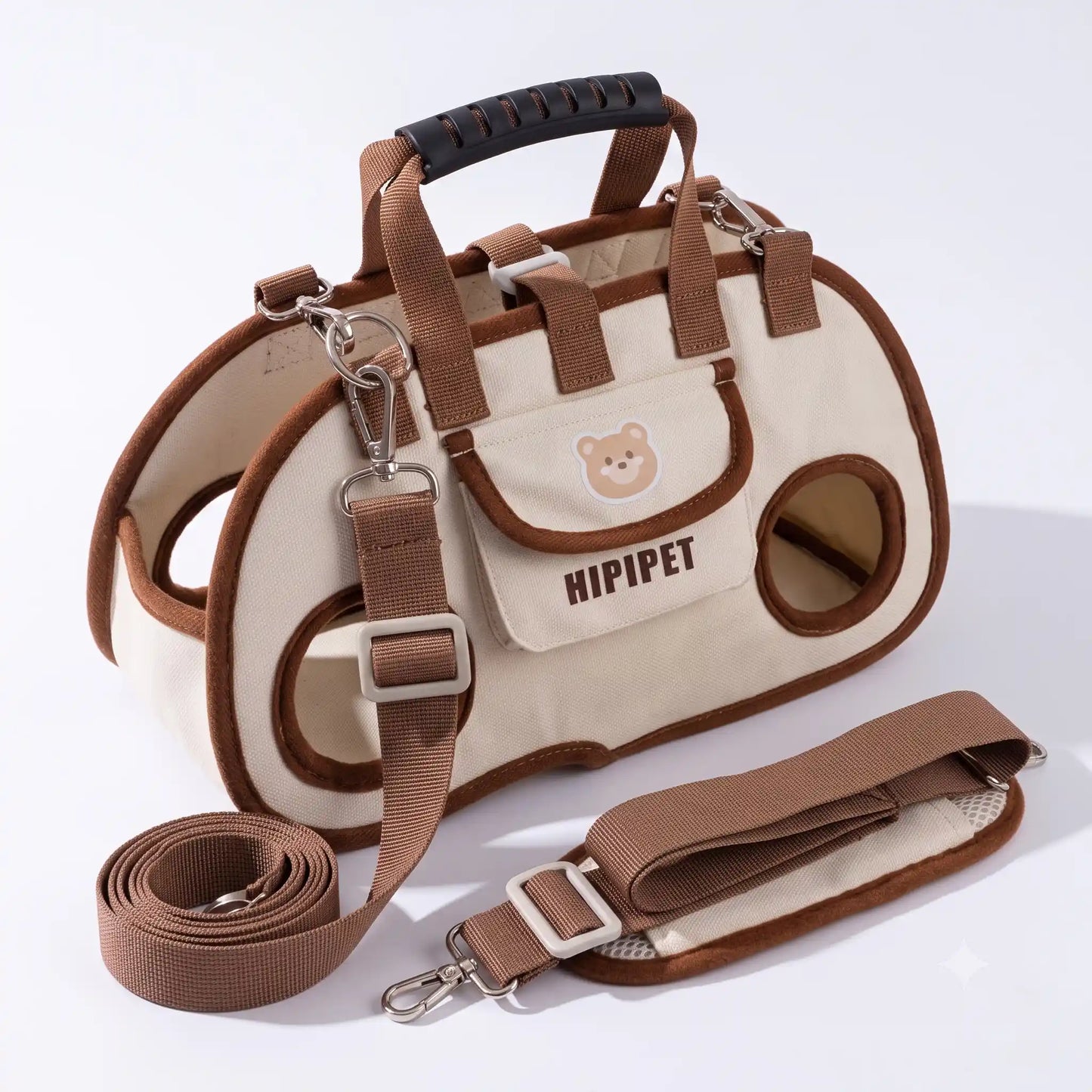 Luxury Leather Pet Carrier Handbag-Stylish Cat & Small Dog Bag