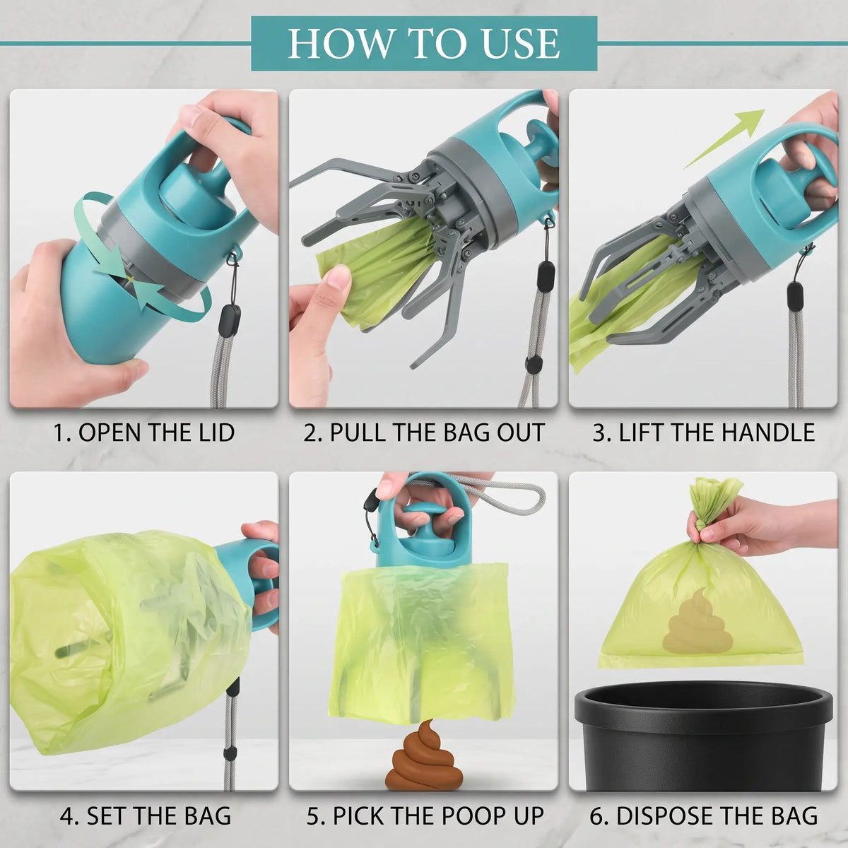 Portable Dog Poop Bag Dispenser with Waste Bags