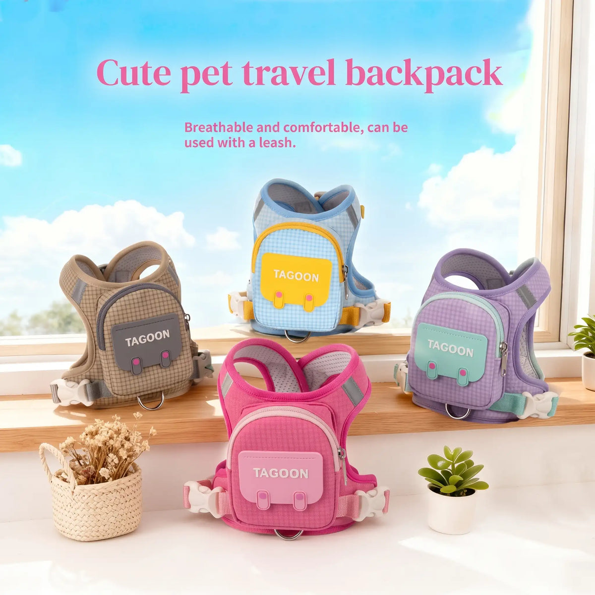 Cute Pet Harness with Backpack
