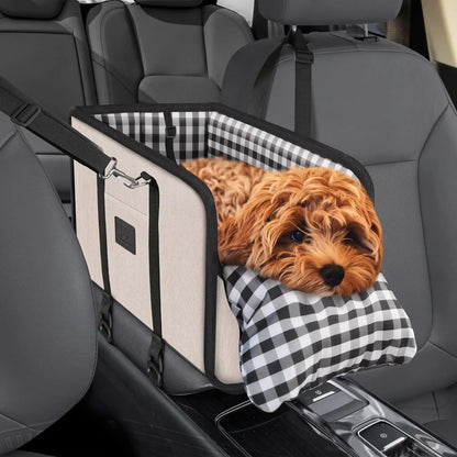 Plaid Pet Car Seat With Cushion