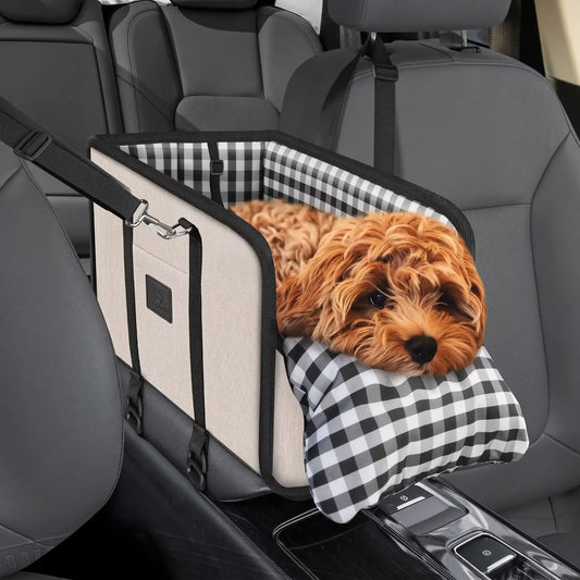 Plaid Pet Car Seat With Cushion