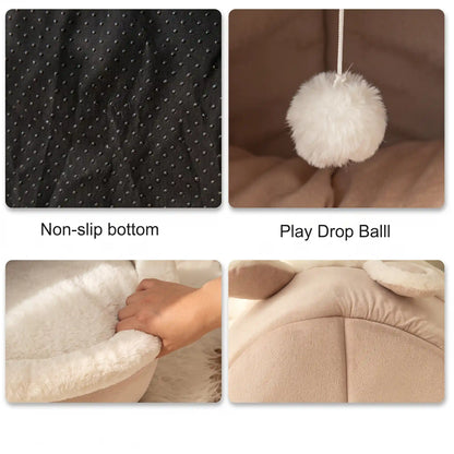 Semi-Enclosed Washable Plush Dog & Cat House