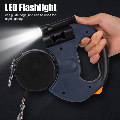 Dual Retractable Dog Leash with Light