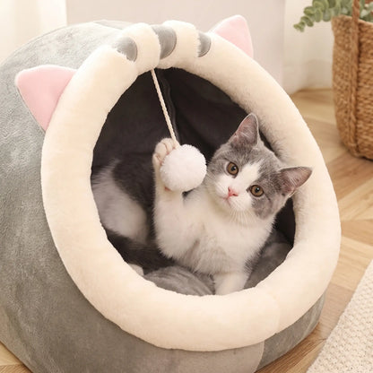Semi-Enclosed Washable Plush Dog & Cat House