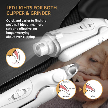 2-in-1 Dog Nail Clippers & Grinder-Electric Pet Nail Trimmer