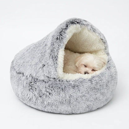 Semi-Enclosed Plush Pet Nest Bed