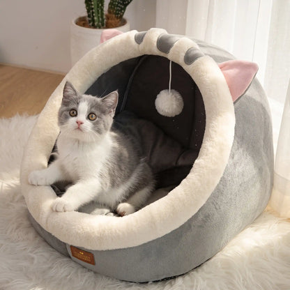 Semi-Enclosed Washable Plush Dog & Cat House
