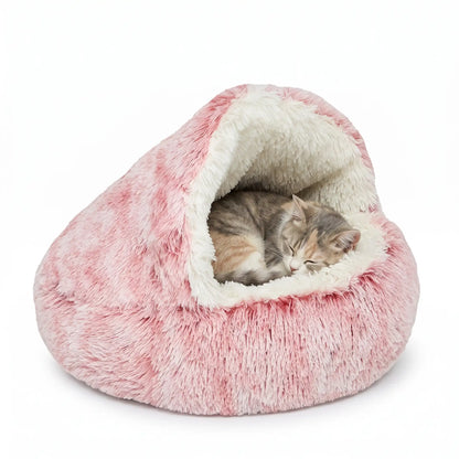 Semi-Enclosed Plush Pet Nest Bed