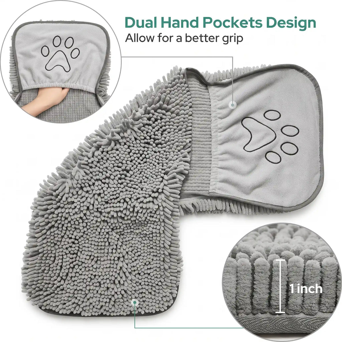 Pet Absorbent Bath Towel Glove