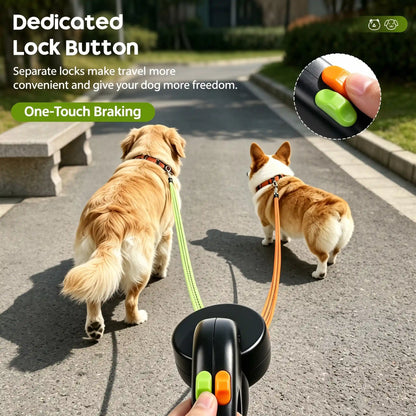 Dual Retractable Dog Leash with Light