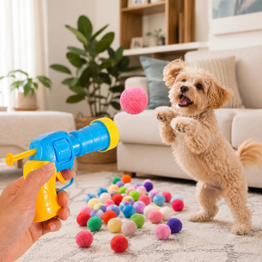 Interactive Plush Ball Launcher Pet Toy