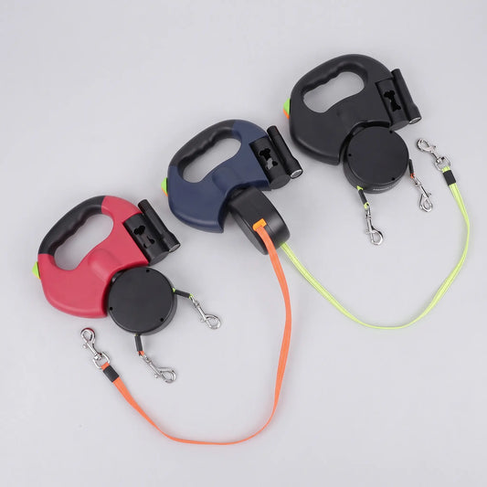 Dual Retractable Dog Leash with Light