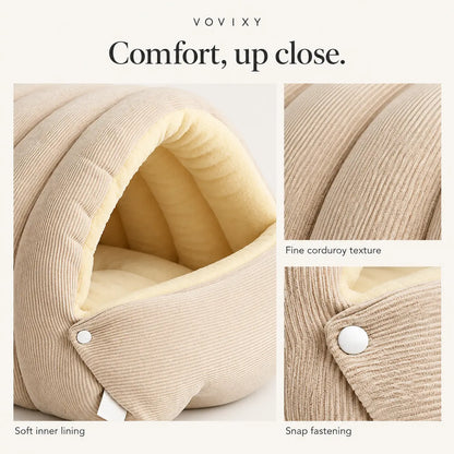 Washable Corduroy Pet Cave Bed