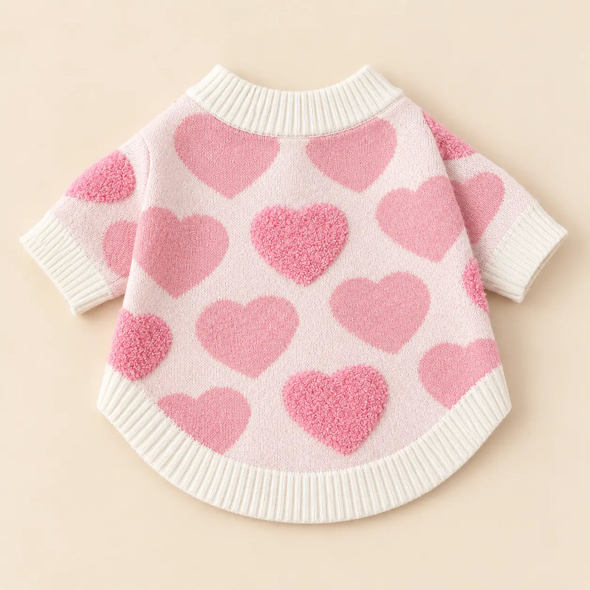 Pink Heart Knit Winter Dog Sweater