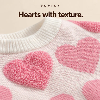 Pink Heart Knit Winter Dog Sweater