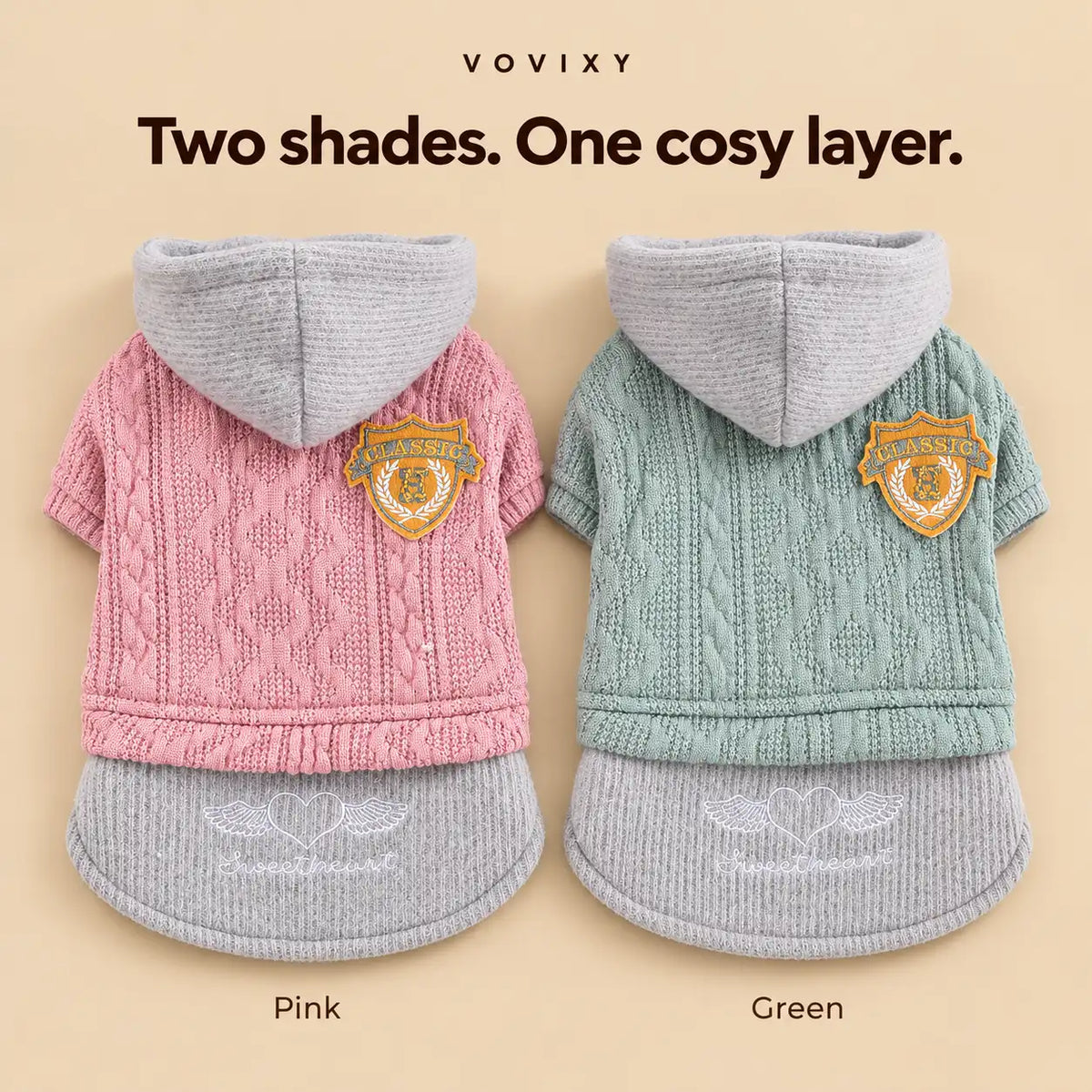 Hooded Cable Knit Winter Dog Sweater