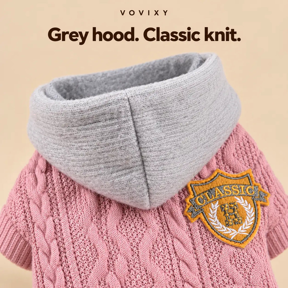 Hooded Cable Knit Winter Dog Sweater