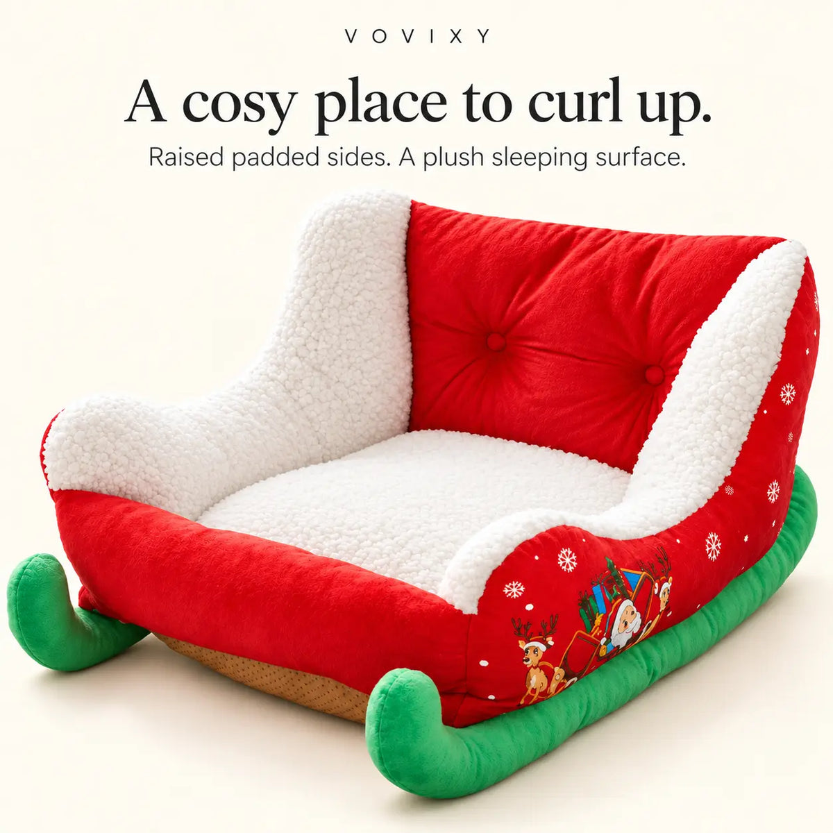 Plush Christmas Sleigh Pet Sofa Bed