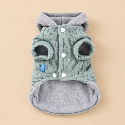Hooded Cable Knit Winter Dog Sweater