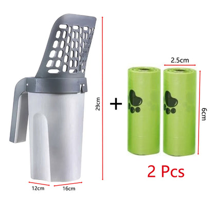 Cat Litter Scoop with Waste Bucket & Bag Rolls