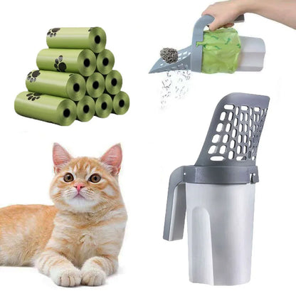 Cat Litter Scoop with Waste Bucket & Bag Rolls