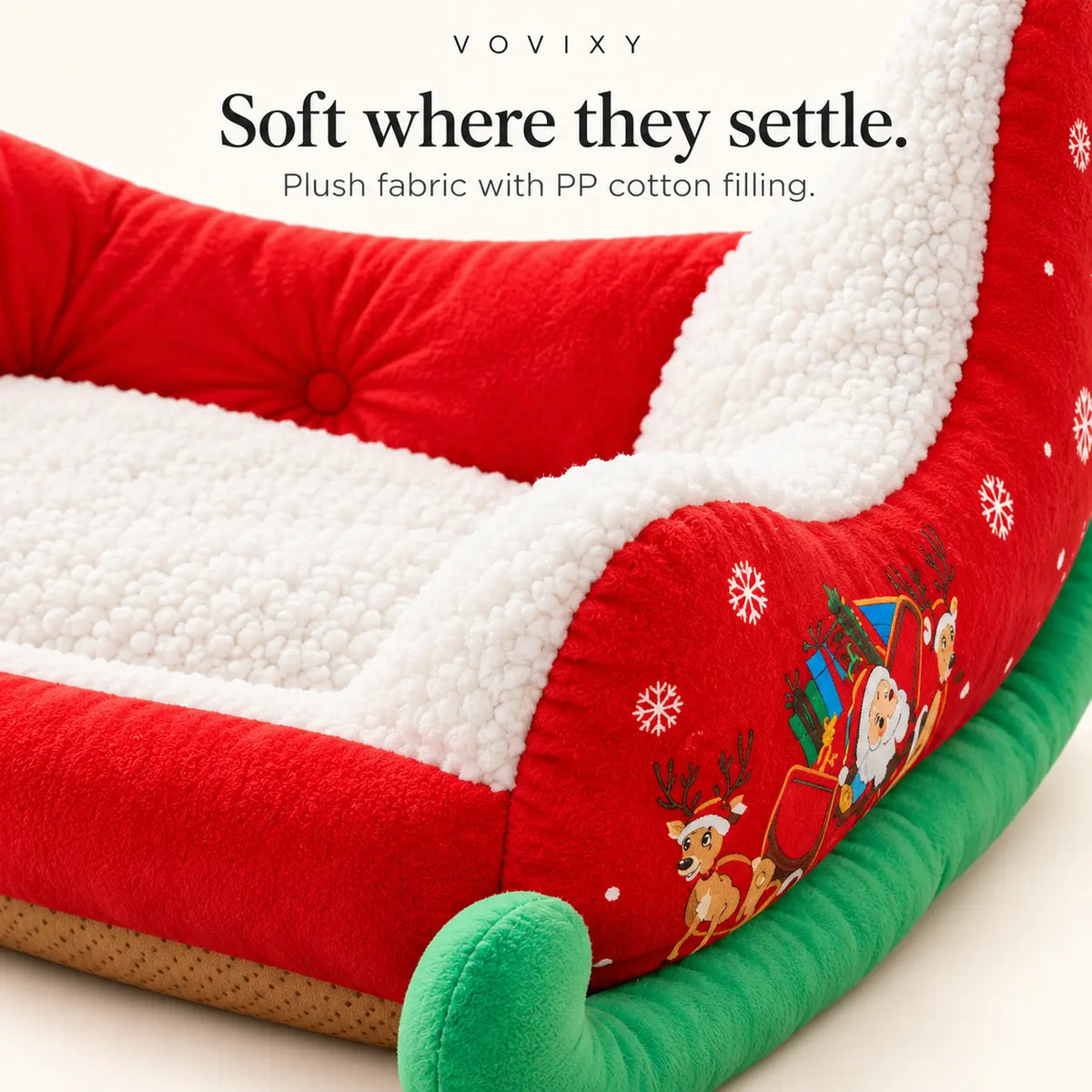 Plush Christmas Sleigh Pet Sofa Bed