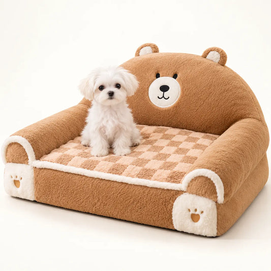 Brown Bear Plush Pet Sofa Bed