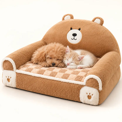 Brown Bear Plush Pet Sofa Bed