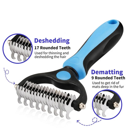 Double-Sided Dematting Rake for Dogs & Cats