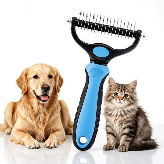 Double-Sided Dematting Rake for Dogs & Cats