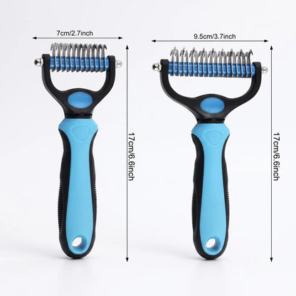 Double-Sided Dematting Rake for Dogs & Cats