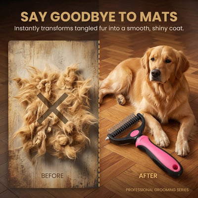 Double-Sided Dematting Rake for Dogs & Cats